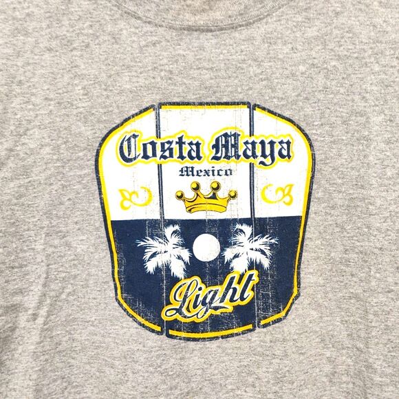 mens large gray shirt Costa Maya Mexico Short Sleeve Pullover logo lightweight - Picture 5 of 5